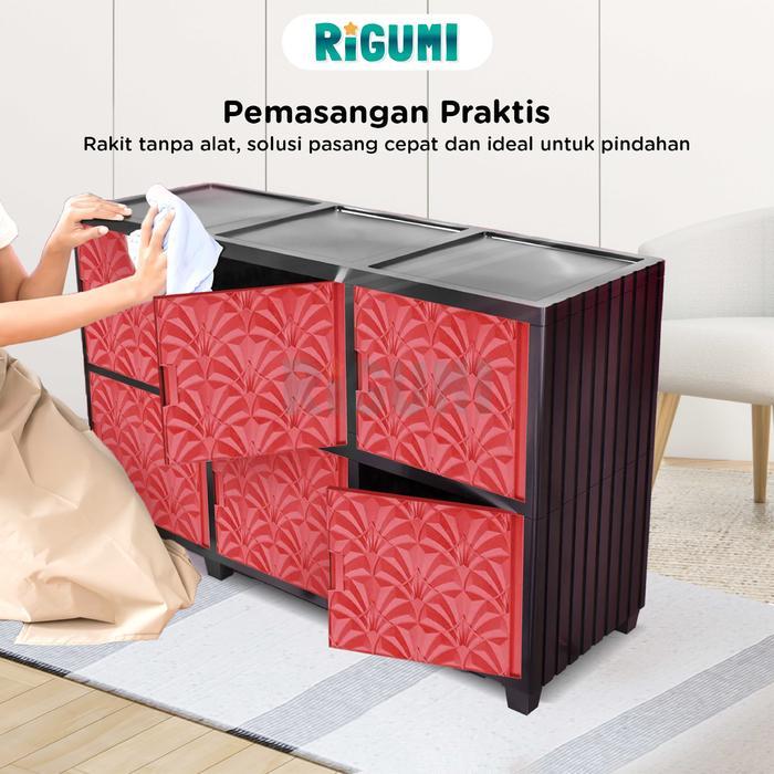 Rak TV Plastik Korea 6 Pintu Portable Modern Minimalis Meja TV Organizer Anti Air Anti Rayap Kuat