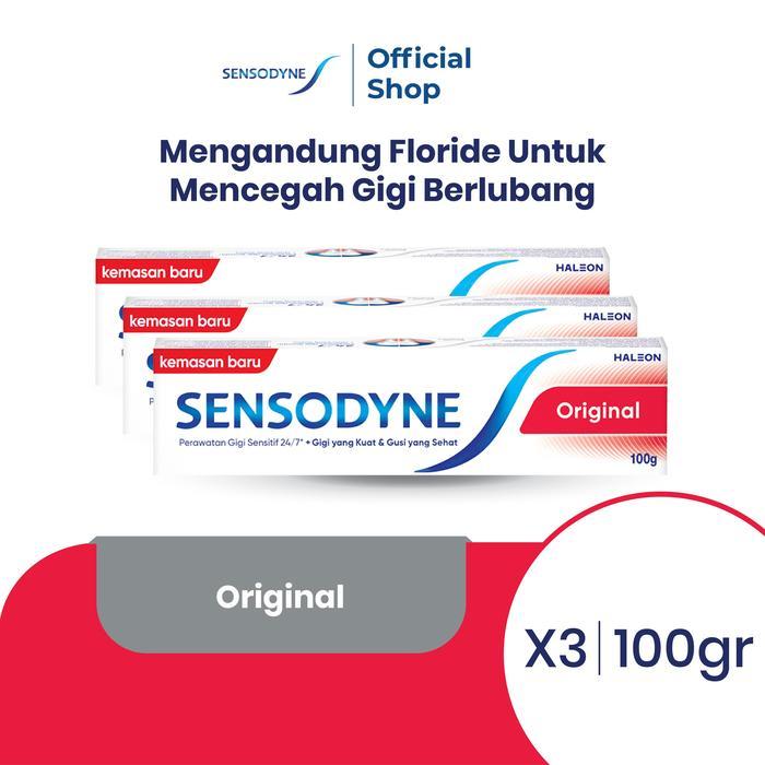 Sensodyne Toothpaste Pasta Gigi Sensitif Essensial Care Original 3X100Gr - Triplepack