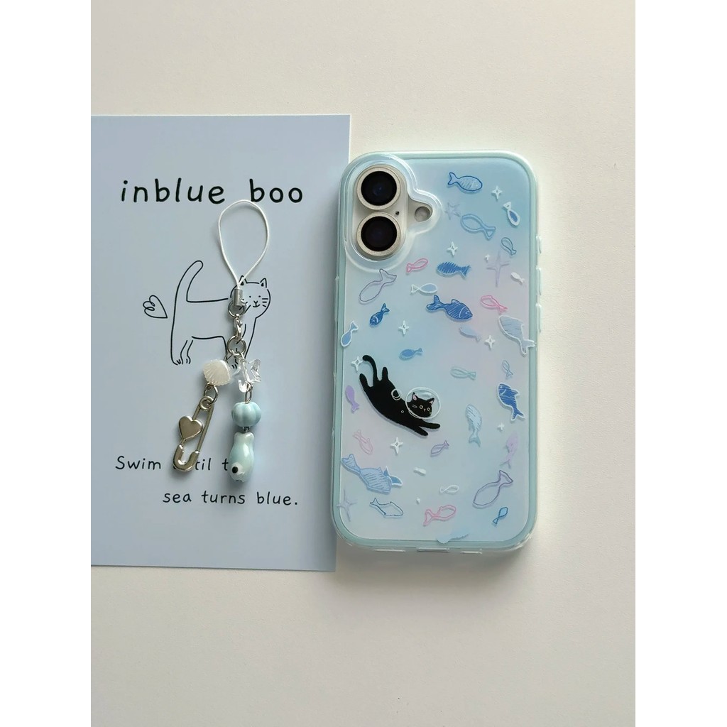 Ikan Kucing Fantasi Soft Case iphone 17 Air 17 16 Pro Max 14 11 15 Plus 12 Mini 16E 13 7 8 4Tk Aesth