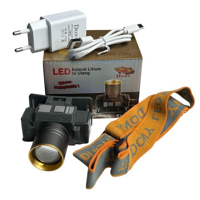 SENTER KEPALA LED DONY 15 WATT KL-171 MINI ZOOM MEKANIK ORI ANTIAIR TAHAN LAMA OUTDOOR Baterai Lampu