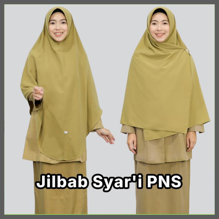 ASLI Bergo Khimar Warna Khaki PNS / ASN - Jilbab PNS Syar'i - Busana Muslimah Hijab Hayuri READY