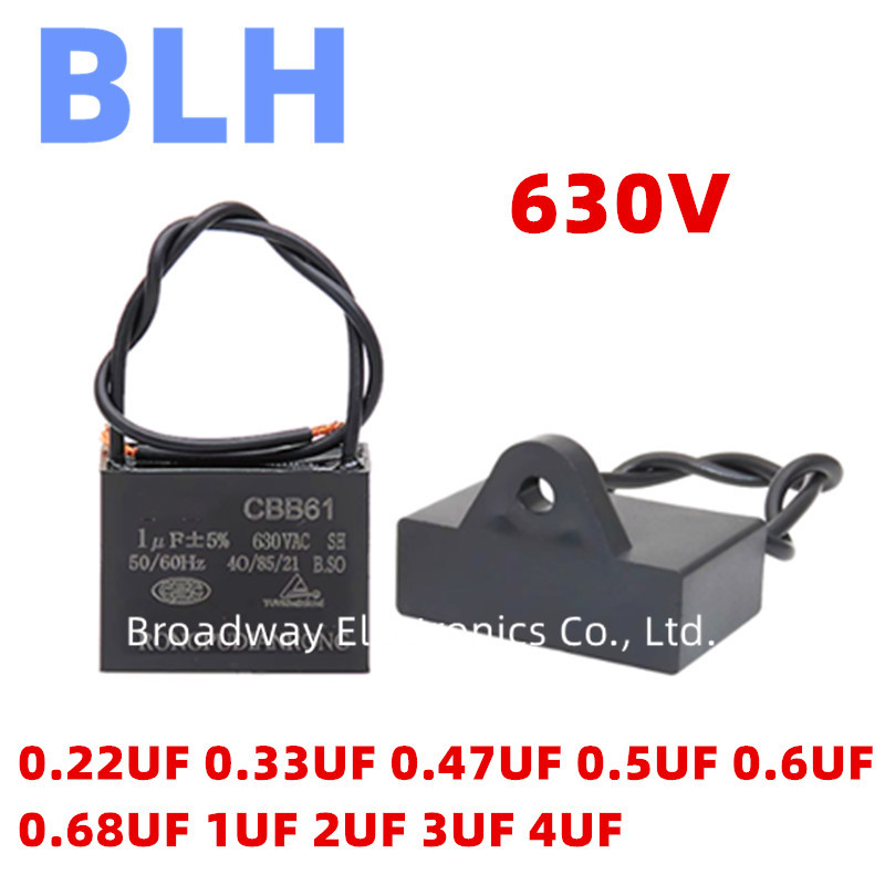 Blower capacitor CBB61 630V exhaust fan range hood capacitance 0.22UF 0.33UF 0.47UF 0.5UF 0.6UF