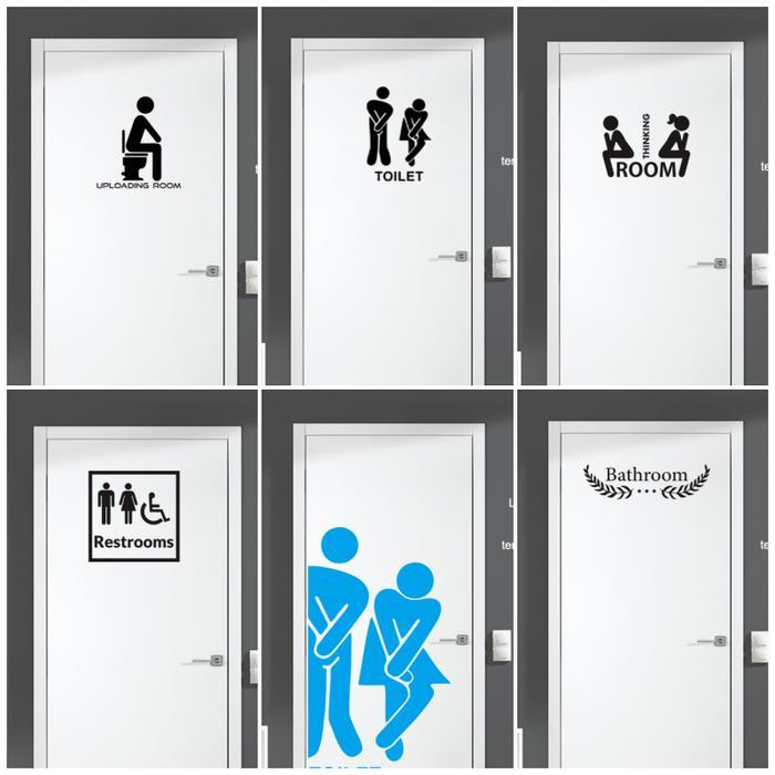 Sticker Dinding Pintu Toilet Sign Kamar Mandi WC Closet Anti Air