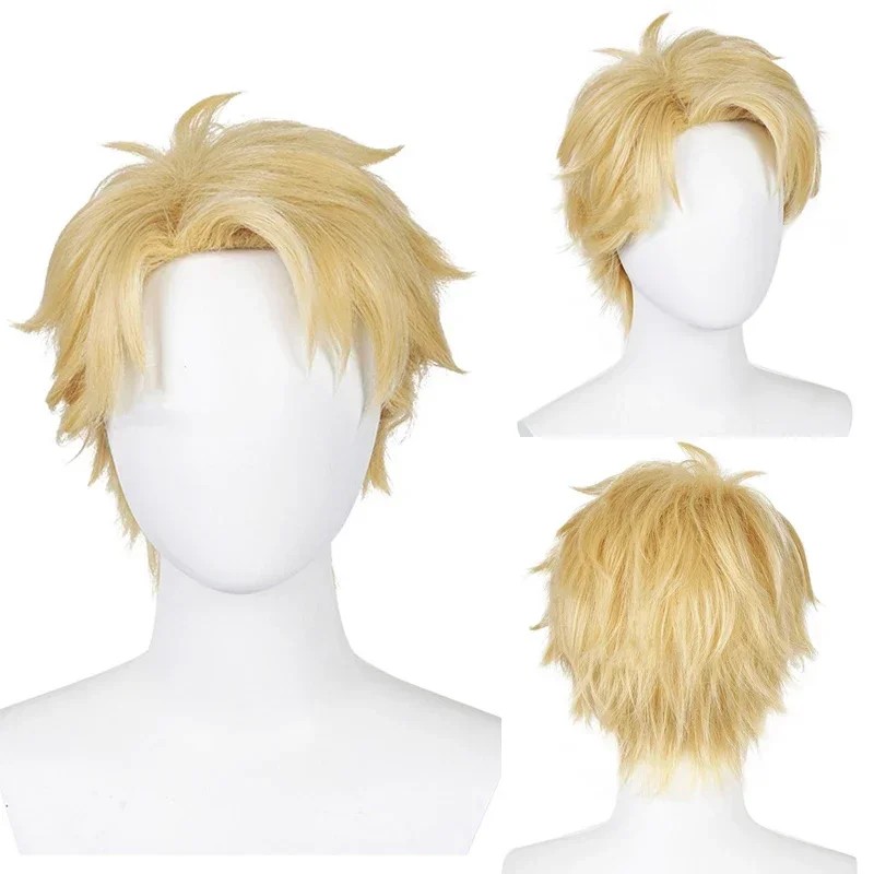 Men Straight Synthetic Wig Natural Blonde Brown Hair Wig For Anime Cosplay Party Daily Cosplay Anime