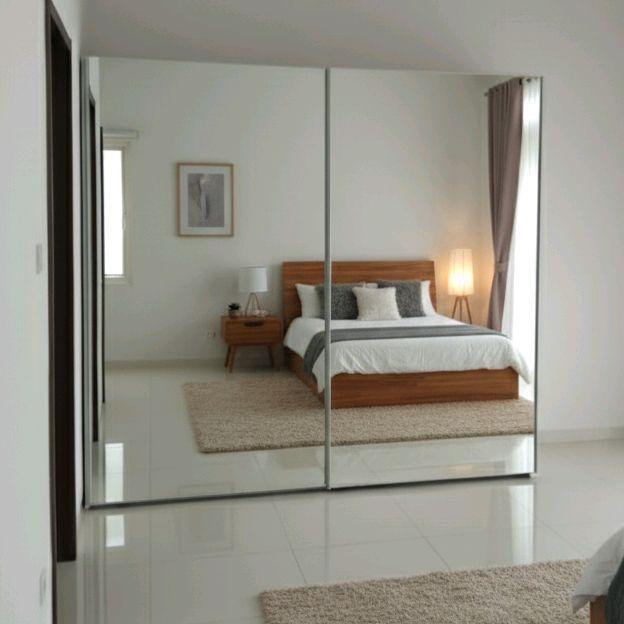 Lemari pakaian full cermin rel gantung 2 pintu /rel gantung/lemari duco /lemari baju minimalis / Not