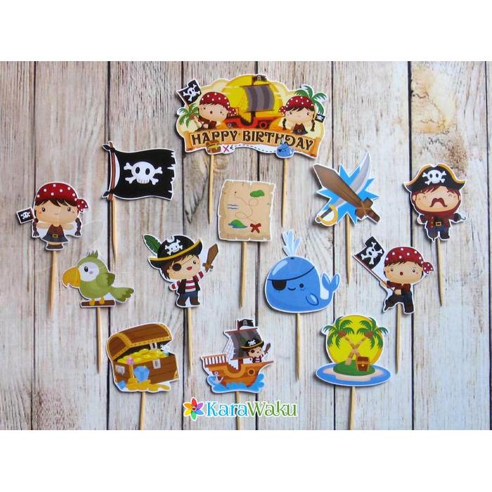 Cake Topper Birthday / Hiasan Kue Ultah Karakter Bajak Laut / Pirates