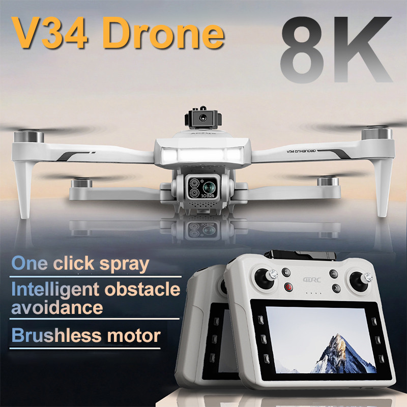 4DRC New V34 Drone 8K Profesional 4K HD Camera Brushless Motor Obstacle Avoidance Foldable