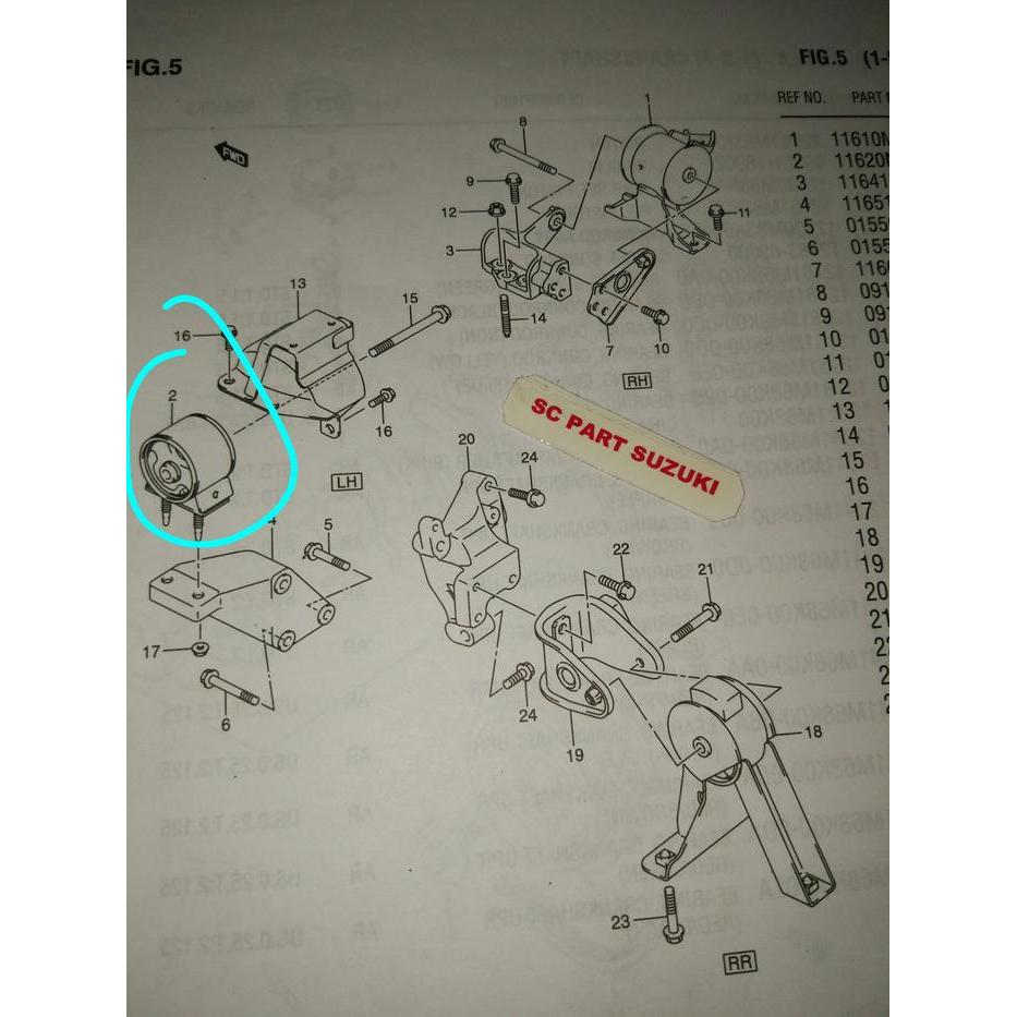 Engine Mounting Kiri Mesin Suzuki Splash.