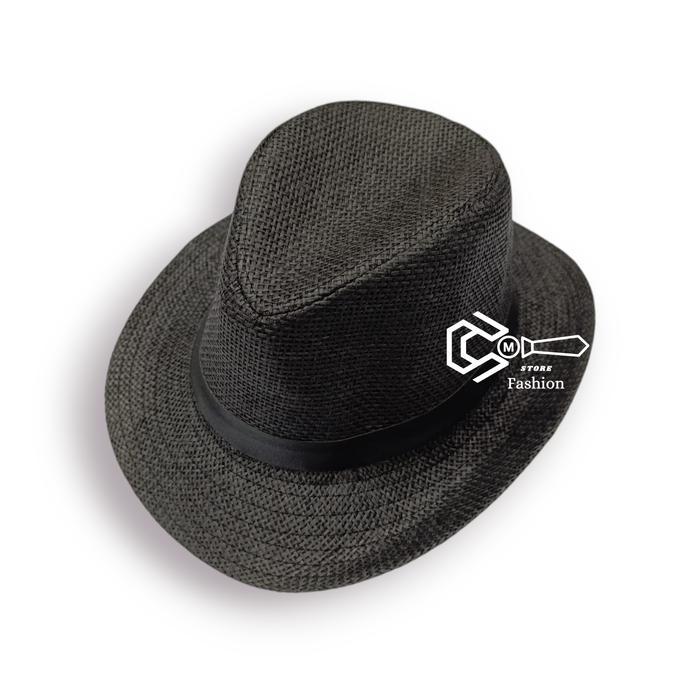 Topi Fedora Hat Lis Topi Fedora Pria Dan Wanita Dewasa Broken White