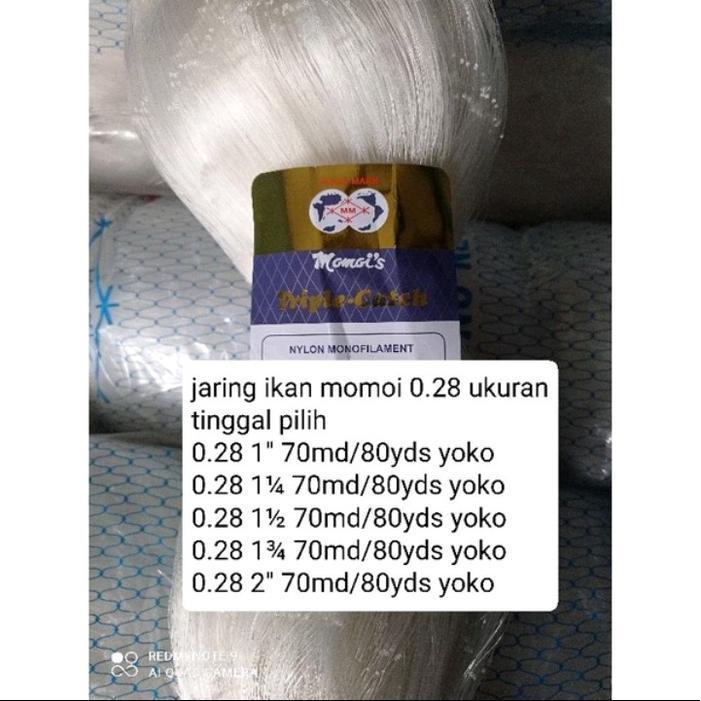 ORIGINAL jaring ikan MOMOI 0.28 70MD/80YDS YOKO ukuran 1 inch - 2 inch jaring ikan kecil jaring