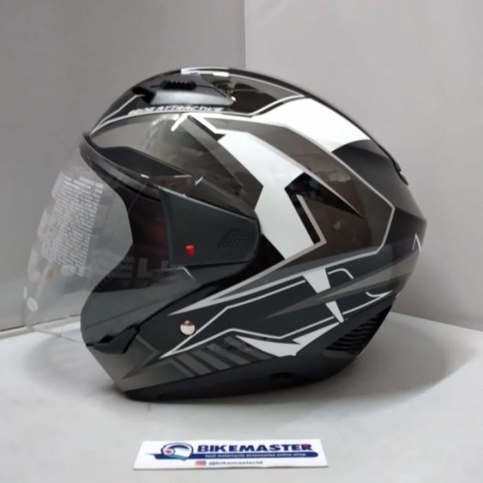 Termurah Paket Ganteng Helm Zeus ZS-611 Black TT29 Silver + Spoiler - HalfFace New!!