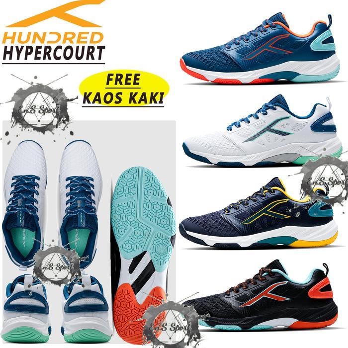 READY Sepatu Badminton Hundred Hypercourt Original Free Kaos Kaki - Hundred Hypercourt Original