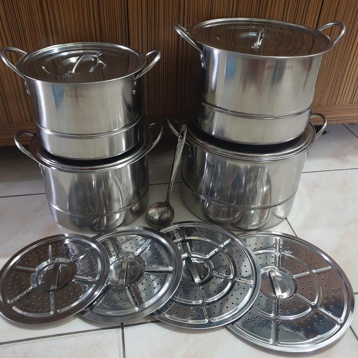 Stockpot Steamer Nagako 555 Stainless 4set Gratis Ongkir