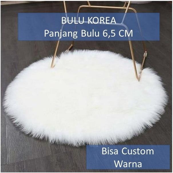 Taplak Meja Bulu Korea Bentuk Bulat, Alas Meja Bulat Bulu Korea