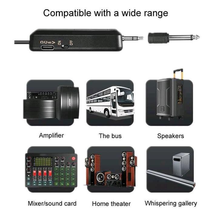 Mic Wireless Microphone 2.4G Headset Bando 2 Mic Rechargeable