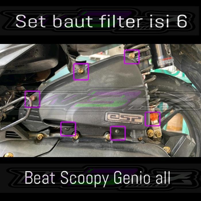 1Set Baut Probolt Box Filter Hawa Beat Fi Esp Led Street Scoopy Genio 6Pcs. Motorcycle