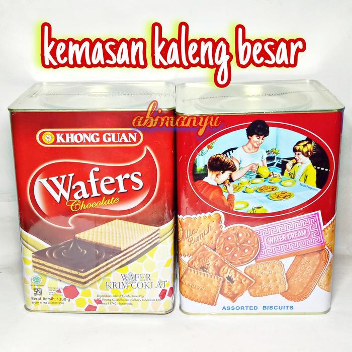 Wafer Coklat Khong Guan Kaleng Besar 1300 Gram Snack Manis Cemilan Terbaik