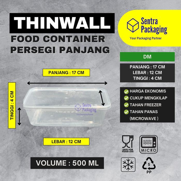 Kotak Makan Plastik 500ml / Thinwall / Food Container - DM- ECER