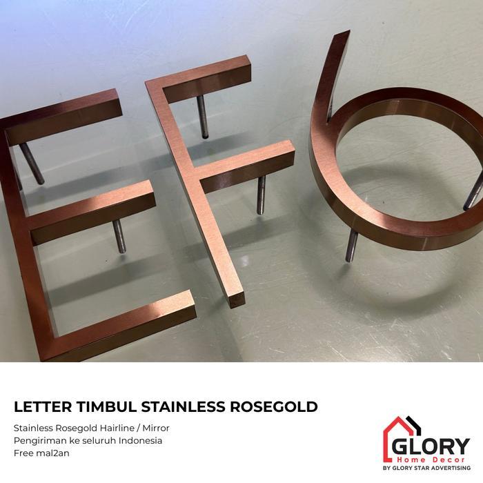 Letter Timbul Stainless Rosegold / Huruf Timbul Stainless Outdoor Tanpa LED