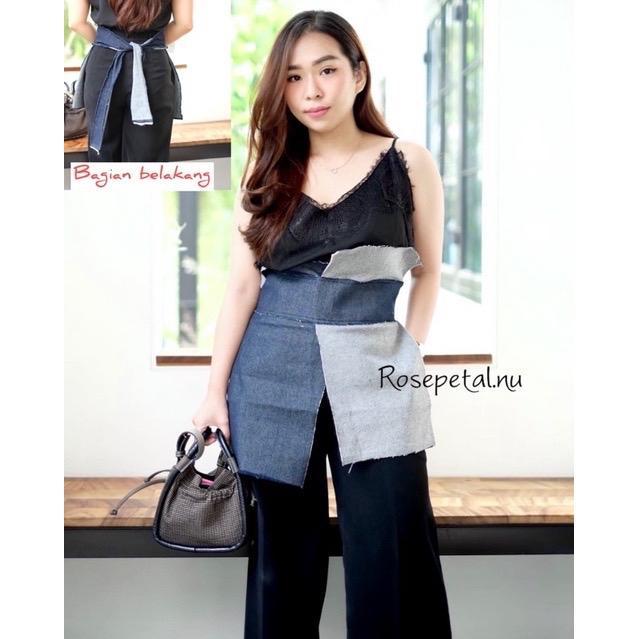Obi belt jeans rumi 2 tone