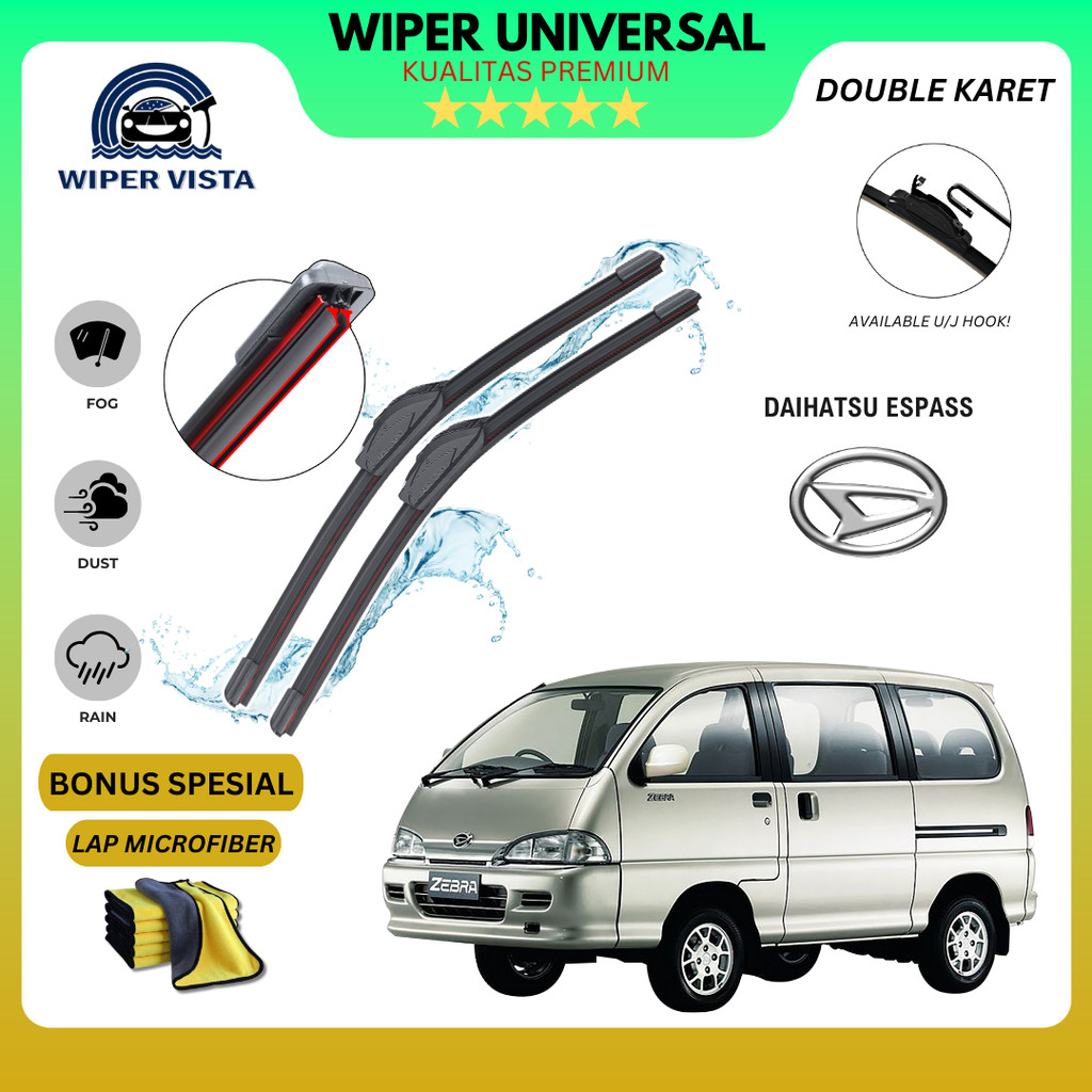 Wiper Daihatsu Espass Dual Kaca Depan Mobil Free Lap Microfiber