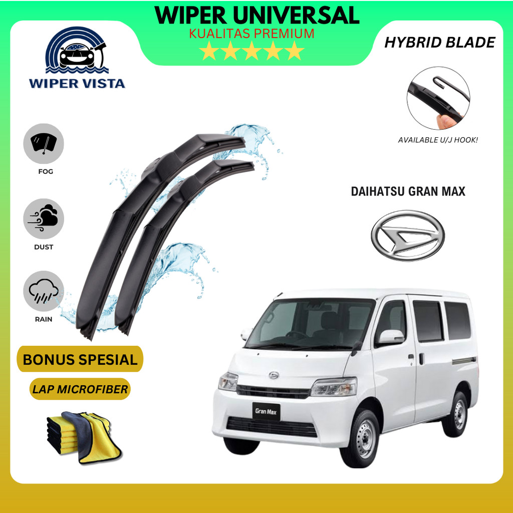 Wiper Daihatsu Grand Max Hybrid Kaca Depan Mobil Free Lap Microfiber