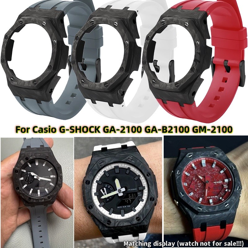 Ga2100 Bezel Kit For Casio Ga-2100 Ga-B2100 Gm2100 Watch Casioak Carbon Fiber Case Fkm Rubber Strap