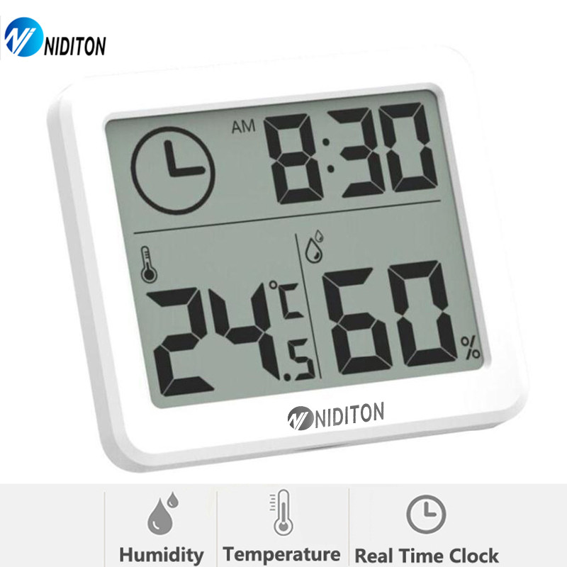 Digital Clock Desk Clock With Temperature Humidity Wall Clocks For Home Kitchen Office Desk
