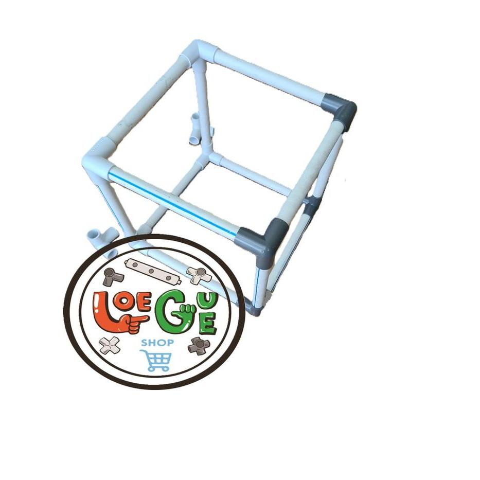 "New" Ioegue Sambungan Konektor Fitting Tee Pipa PVC 3 Way Arah 1 Inch Abu2 & Putih Grosir untuk Rak