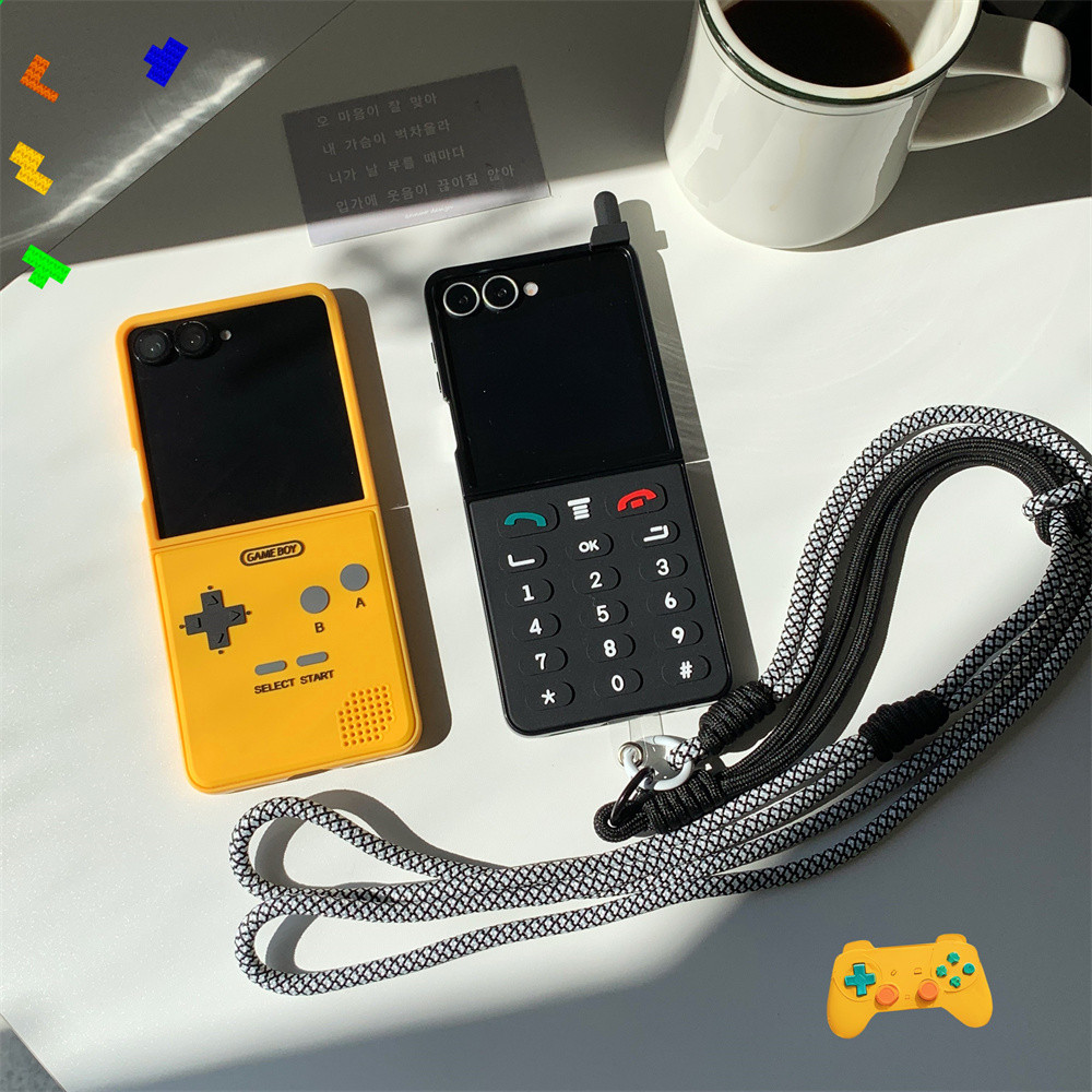 Korea INS simple phone case with wrist strap for Samsung Galaxy Z Flip 7 Flip 6 Flip 5 4 3 cover