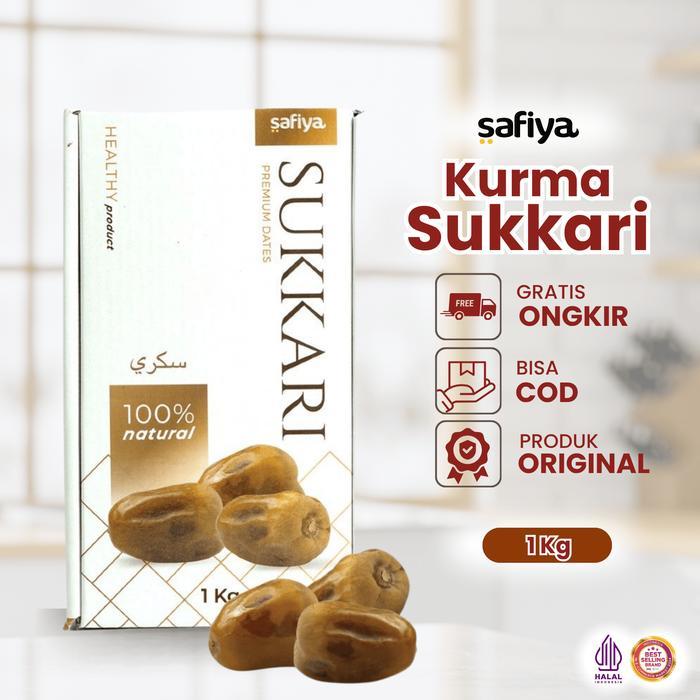 Safiya Kurma 1 Kg Sukari Ajwa Tunisia Tangkai Premium Manis Lembut