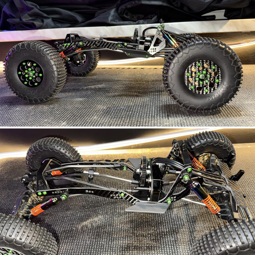 High Clearance Carbon Fiber LCG Chassis Kit Suspension Link Set Capra Portal Axle ESC Battery Servo