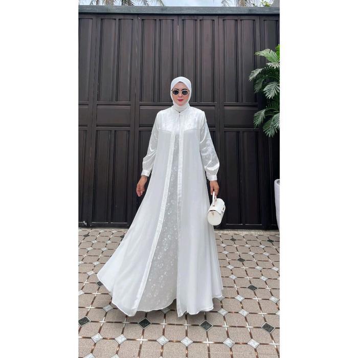 Gamis set outer madina/ gamis mewah elegan/ gamis abaya hitam/gamis murah Muslim Dewasa