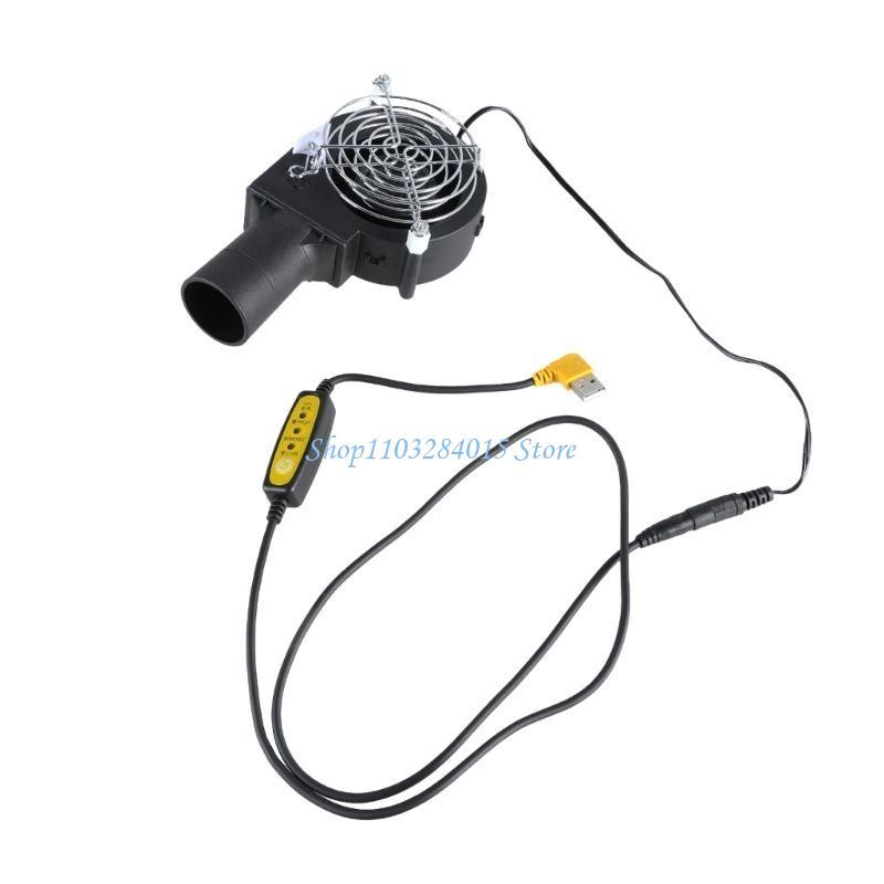 USB Powered Fan BBQ Air Mover Blower High Airflows Waist Fan With Three Speed Setting For Outdoor