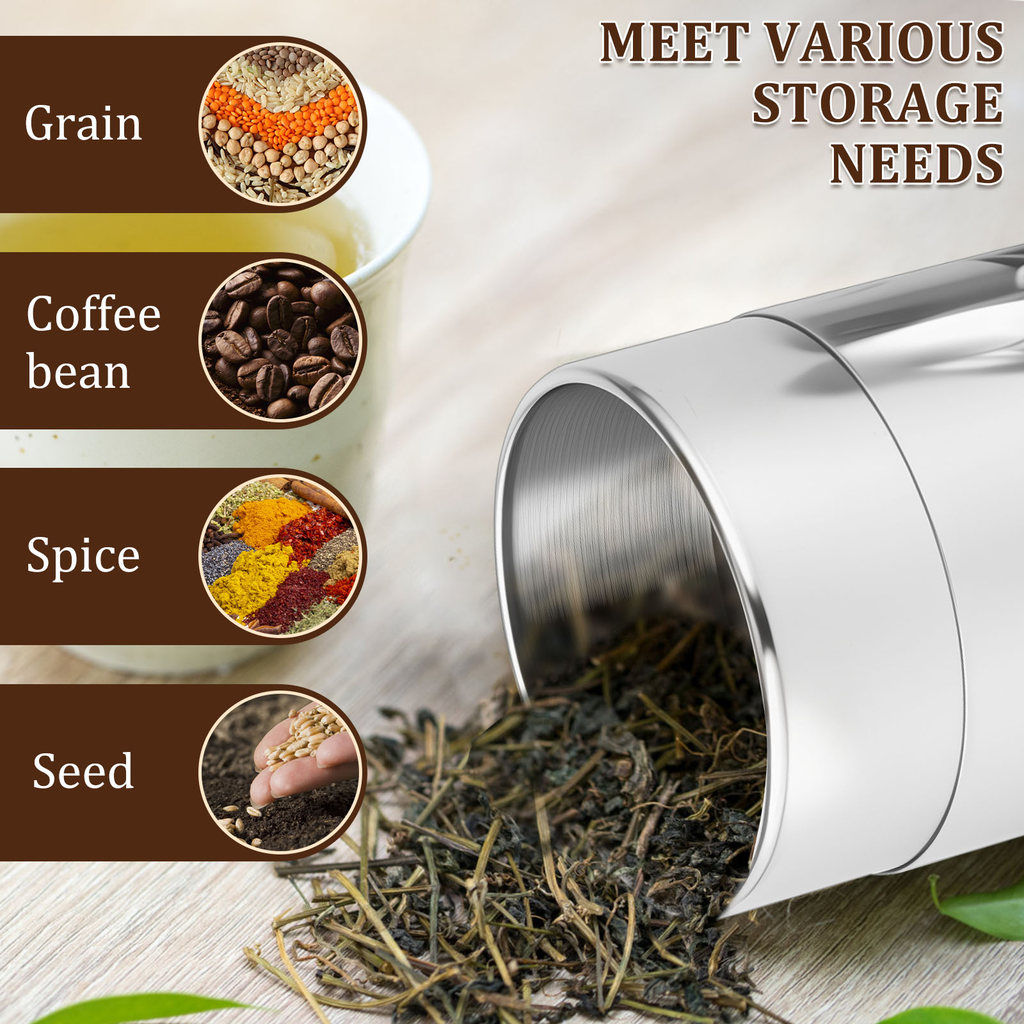 STAINLESS STEEL TEA LEAF TINS CANISTERS THICKENED DOUBLE SEAL COFFEE BEAN SUGAR STORAGE BOX KITCHEN