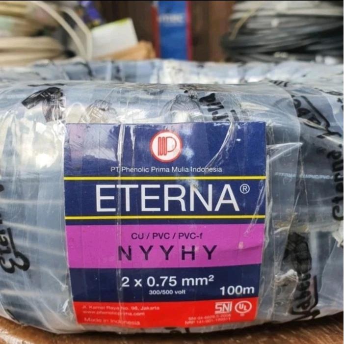 Eterna Kabel Listrik Hitam Kawat NYYHY 2 X 0.75 MM ( 100 Meter ) NYYHY 2x0.75 mm2