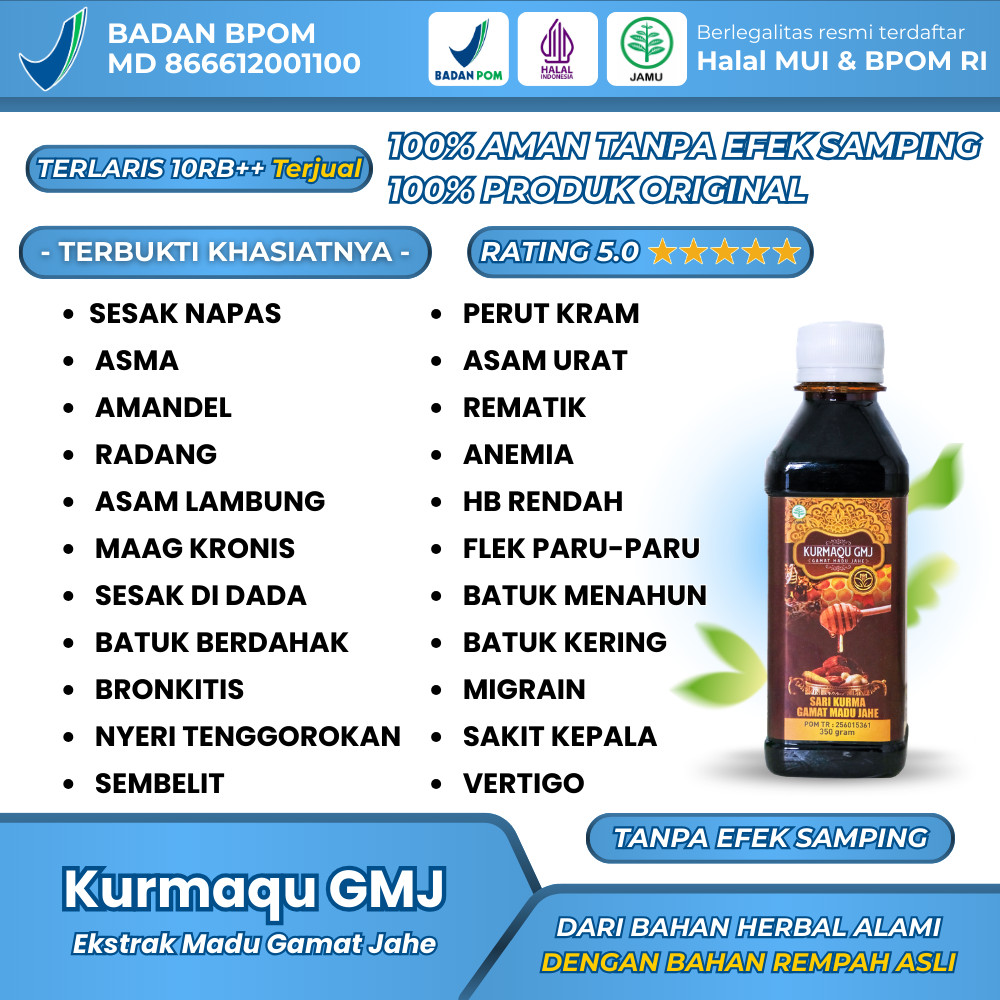 KURMAQU GMJ Original 100% Sari Kurma & Madu Asli Obat Kelenjar Tiroid di Leher,Gondok, Benjolan Tiro