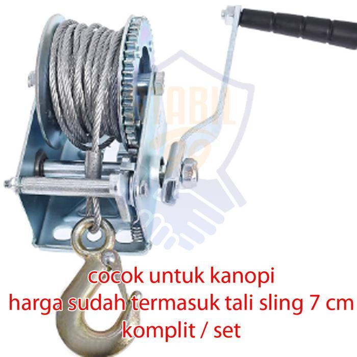 KATROL SET+ TALI SLING 7 METER KEREKAN ENGKOL SLEDING KANOPI ATAP SLEDING BAJA RINGAN BUKA TUTUP
