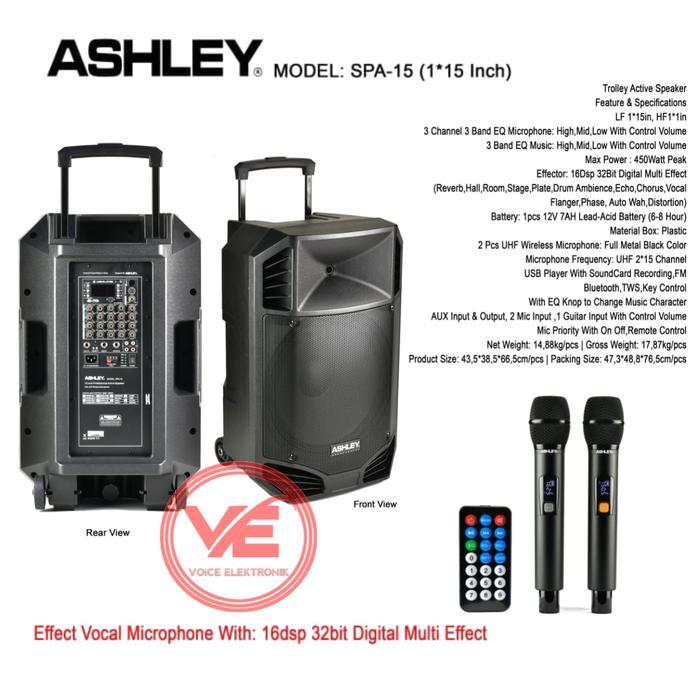 Speaker Portable Ashley SPA 15 Original Speaker 15 Inch Bluetooth