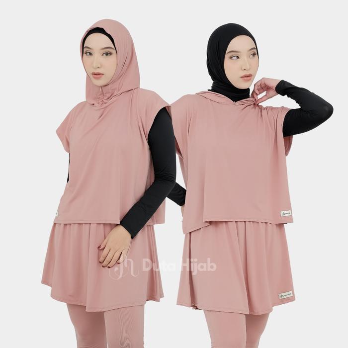 Setelan Baju Olahraga Wanita Muslim Hijab Outer Hoodie Leging Rok By Duta Hijab