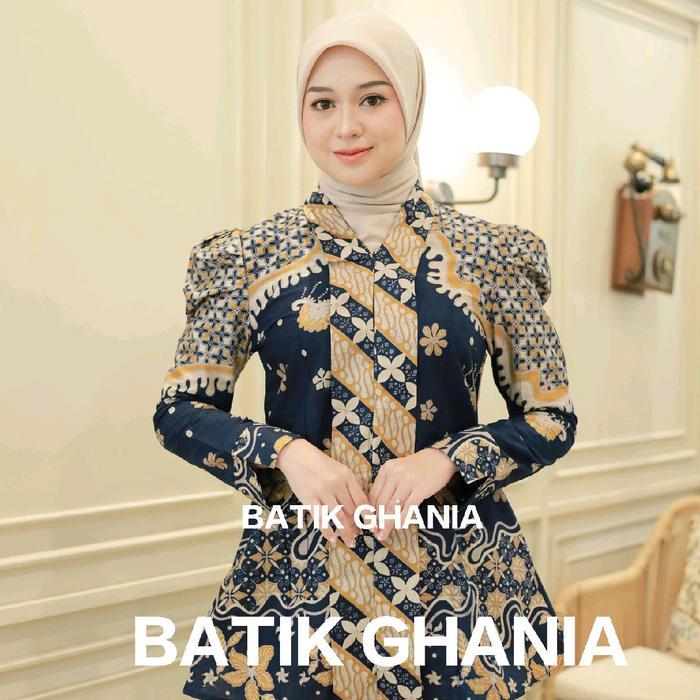 READY Blus Batik Wanita Modern Atasan Batik Wanita Baju Batik Kantor lengan panjang by batik ghania