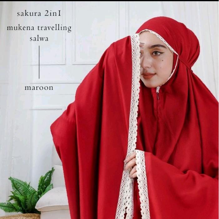 MUKENA RENDA SALWA 2 IN 1 / MUKENA TRAVELING POLOS MUSLIM