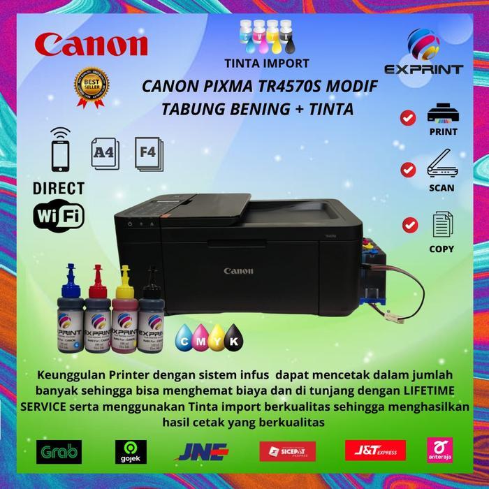 Ready Printer Canon Pixma Tr4570S + Infus ( Print Scan Copy Fax Wifi) Terlaris