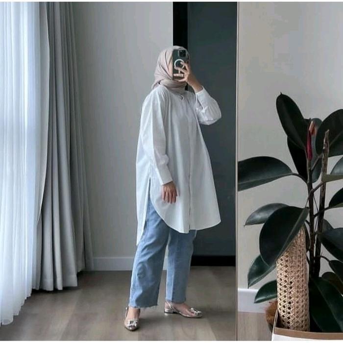 Long Tunik Cotton Linen/Tunik Linen Standar-Jumbo Terlaris