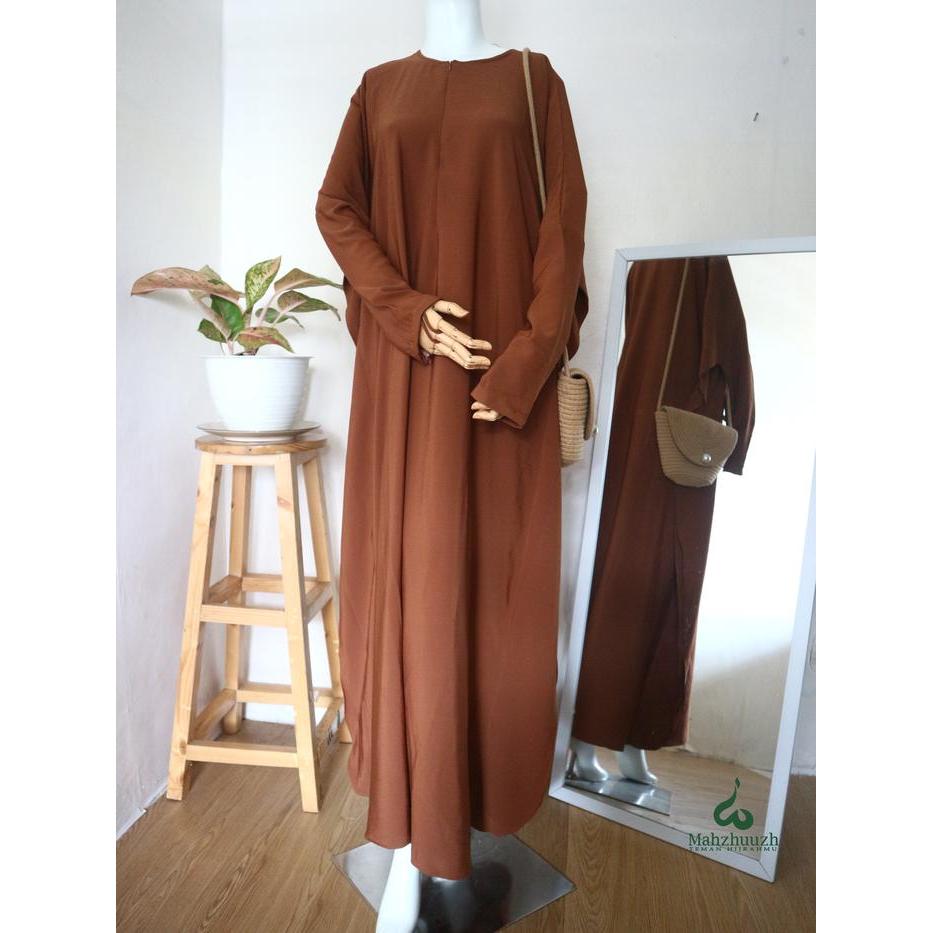 Dress Ageng Nawili Abaya Syari Mahzhuuzh Polos Gamis Muslim Basic Wanita Hitam Wolfis Remaja Dewasa