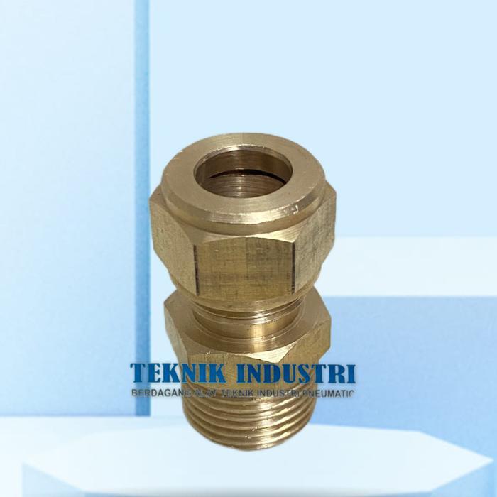 Male Conector Tube 3/8" X 3/8" Kuningan