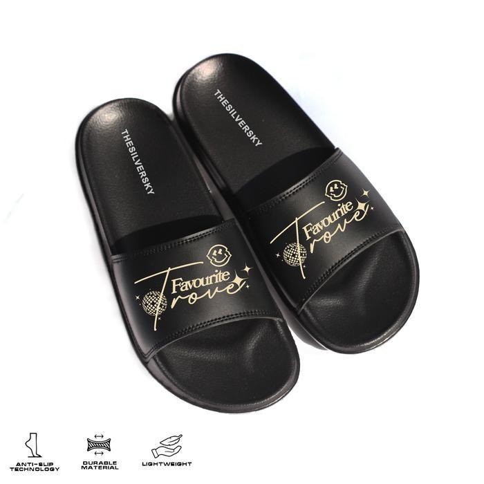 Aerostreet - Trove Black Slides Premium Slip On Kids Adult Korean Sandals