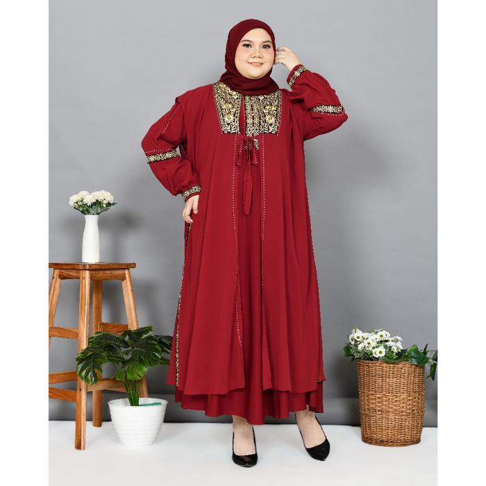 TA9016 JUMBO Gamis Abaya Turkey Jumbo Turki Big Size Turky LD 130 Hitam Putih Warna Warni Busui