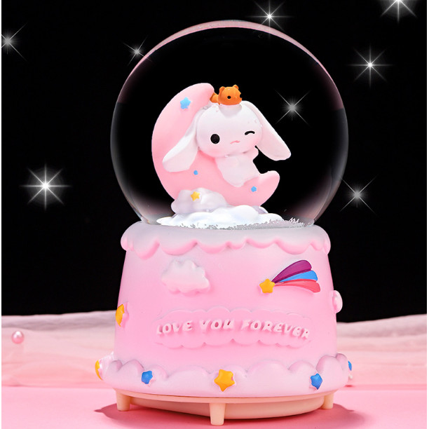 Crystal Ball Music Box Cartoon Sanrio Cinamonroll Birthady Gifts Glowing Snowflakes Music Box Home