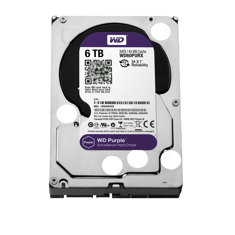 Terbaik WD Purple 6TB HDD Surveillance Internal Hard Drive Disk 3.5" 64MB Cache SATAIII WD60PURX/WD6